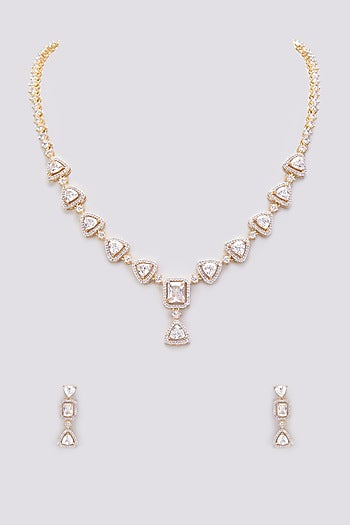 Gold Finish Zircon Necklace Set