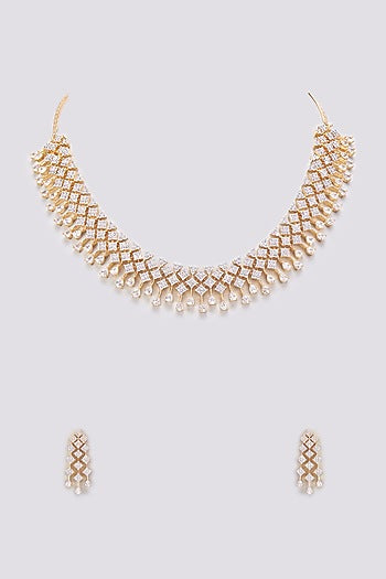 Gold Finish Zircon Necklace Set