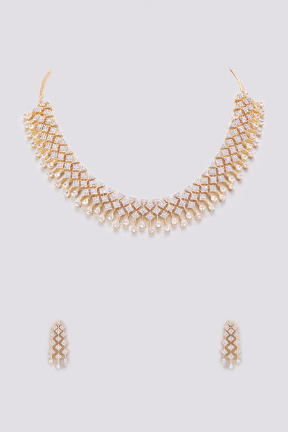 Gold Finish Zircon Necklace Set