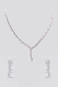 White Finish Zircon Necklace Set
