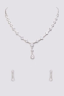 White Finish Zircon Necklace Set