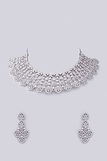 White Finish Zircon Necklace Set