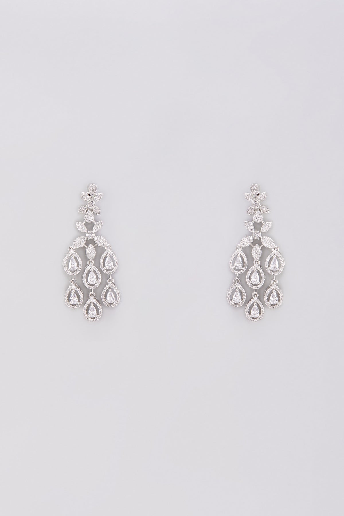 White finish Zircon Dangler Earrings