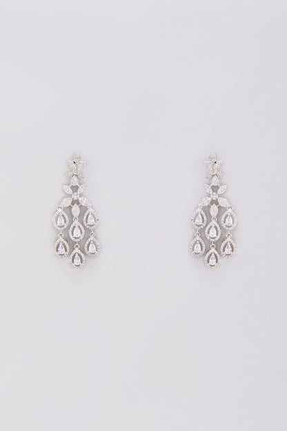 White finish Zircon Dangler Earrings