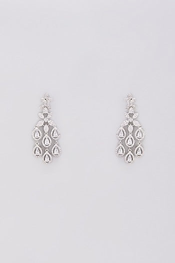 White finish Zircon Dangler Earrings