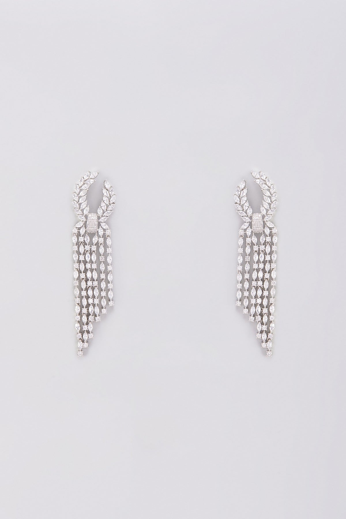White Finish Zircon Dangler Earrings