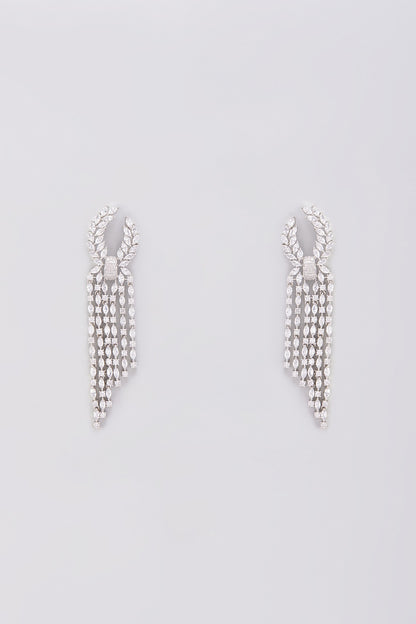 White Finish Zircon Dangler Earrings
