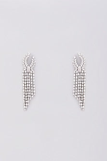 White Finish Zircon Dangler Earrings