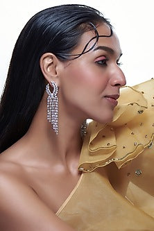 White Finish Zircon Dangler Earrings