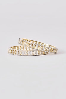 Gold Finish Zircon Bangles (Set of 2)
