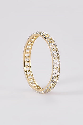 Gold Finish Zircon Bangles (Set of 2)