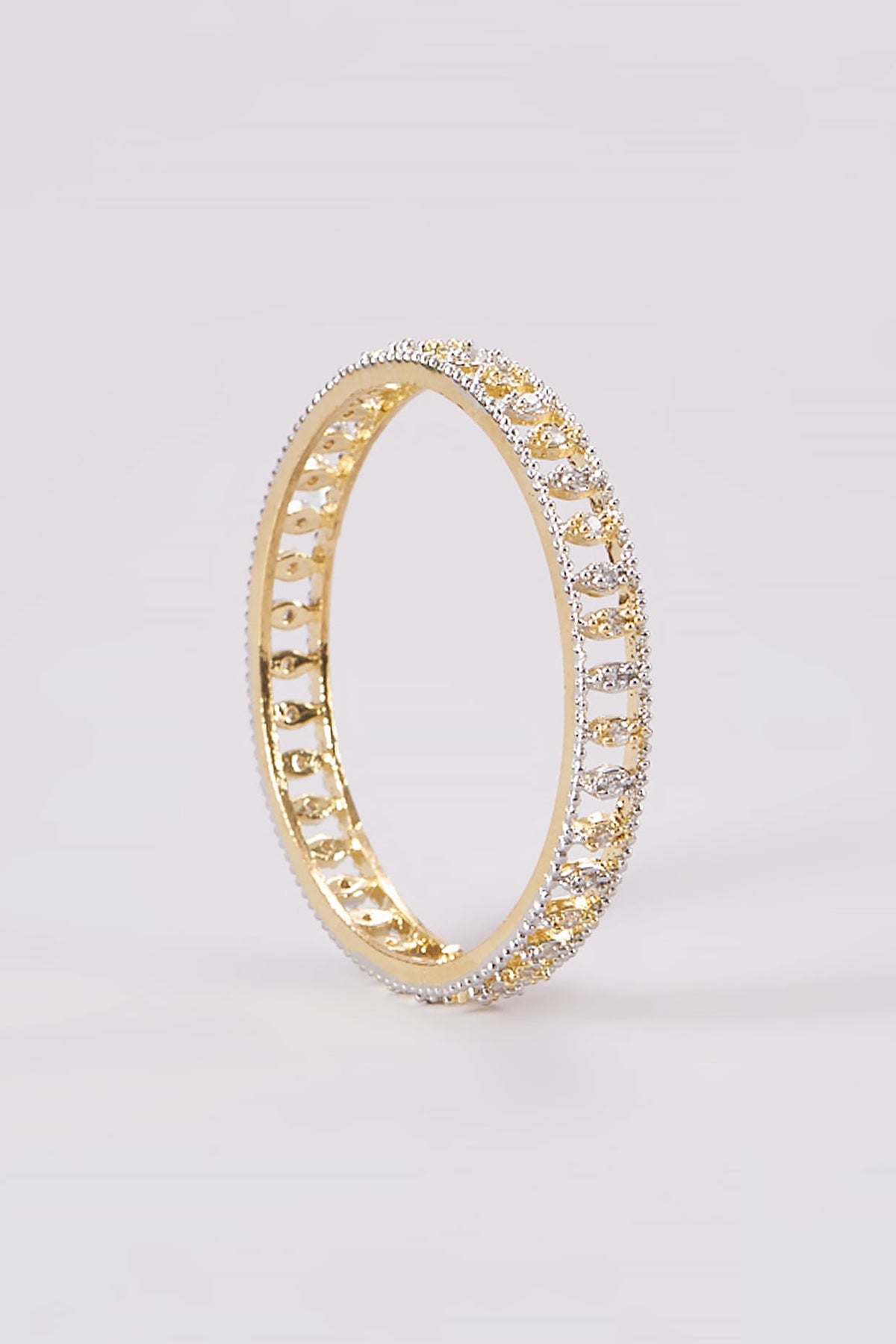 Gold Finish Zircon Bangles (Set of 2)