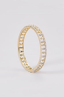 Gold Finish Zircon Bangles (Set of 2)