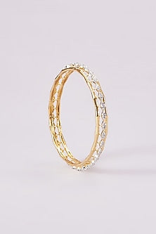 Gold Finish Zircon Bangles (Set of 2)
