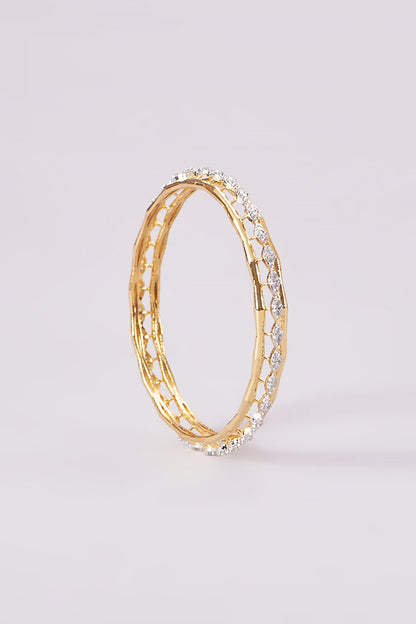 Gold Finish Zircon Bangles (Set of 2)