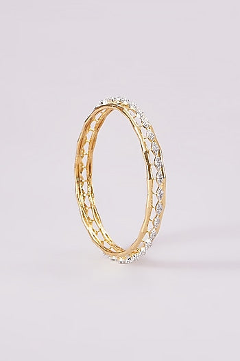 Gold Finish Zircon Bangles (Set of 2)