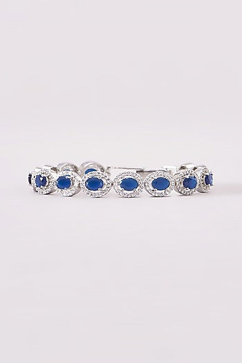 White Finish Zircon & Blue Stone Bracelet