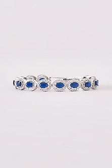White Finish Zircon & Blue Stone Bracelet