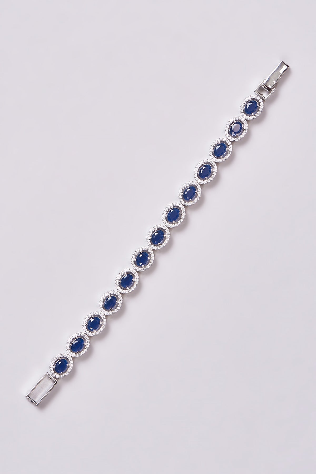 White Finish Zircon & Blue Stone Bracelet