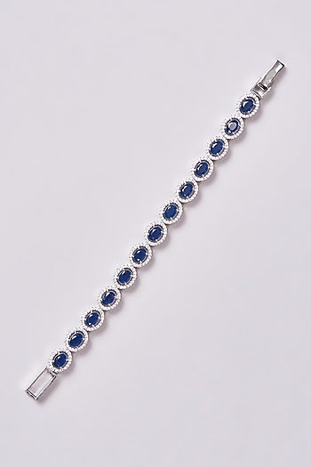 White Finish Zircon & Blue Stone Bracelet