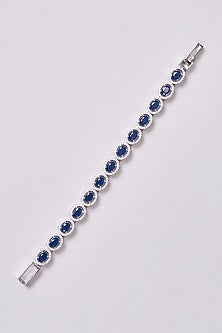 White Finish Zircon & Blue Stone Bracelet