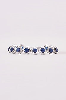 White Finish Zircon & Blue Stone Bracelet