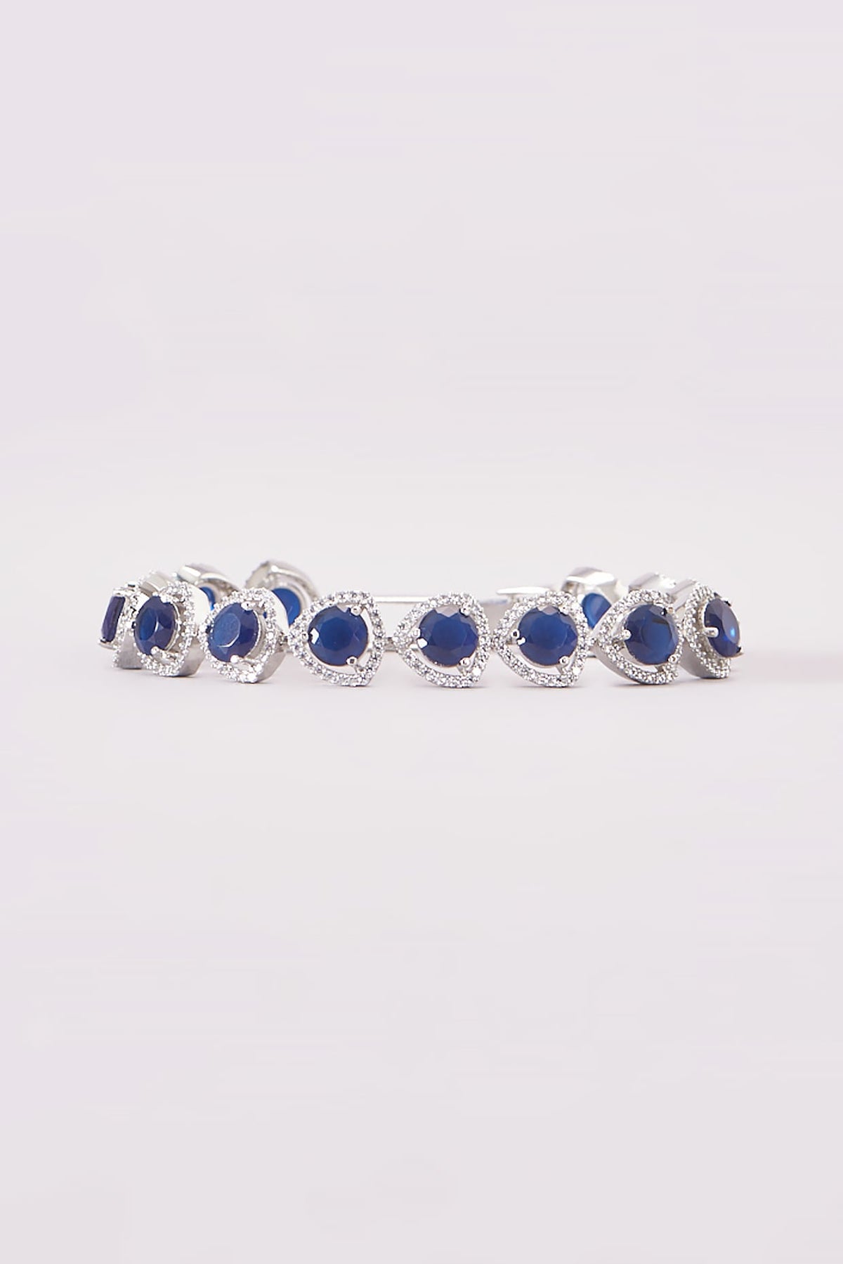 White Finish Zircon & Blue Stone Bracelet