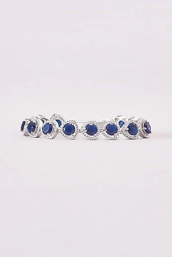 White Finish Zircon & Blue Stone Bracelet