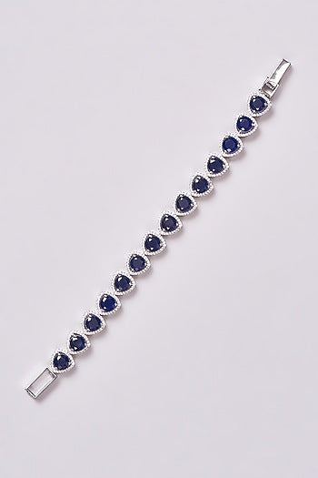 White Finish Zircon & Blue Stone Bracelet