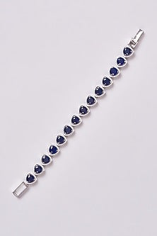 White Finish Zircon & Blue Stone Bracelet