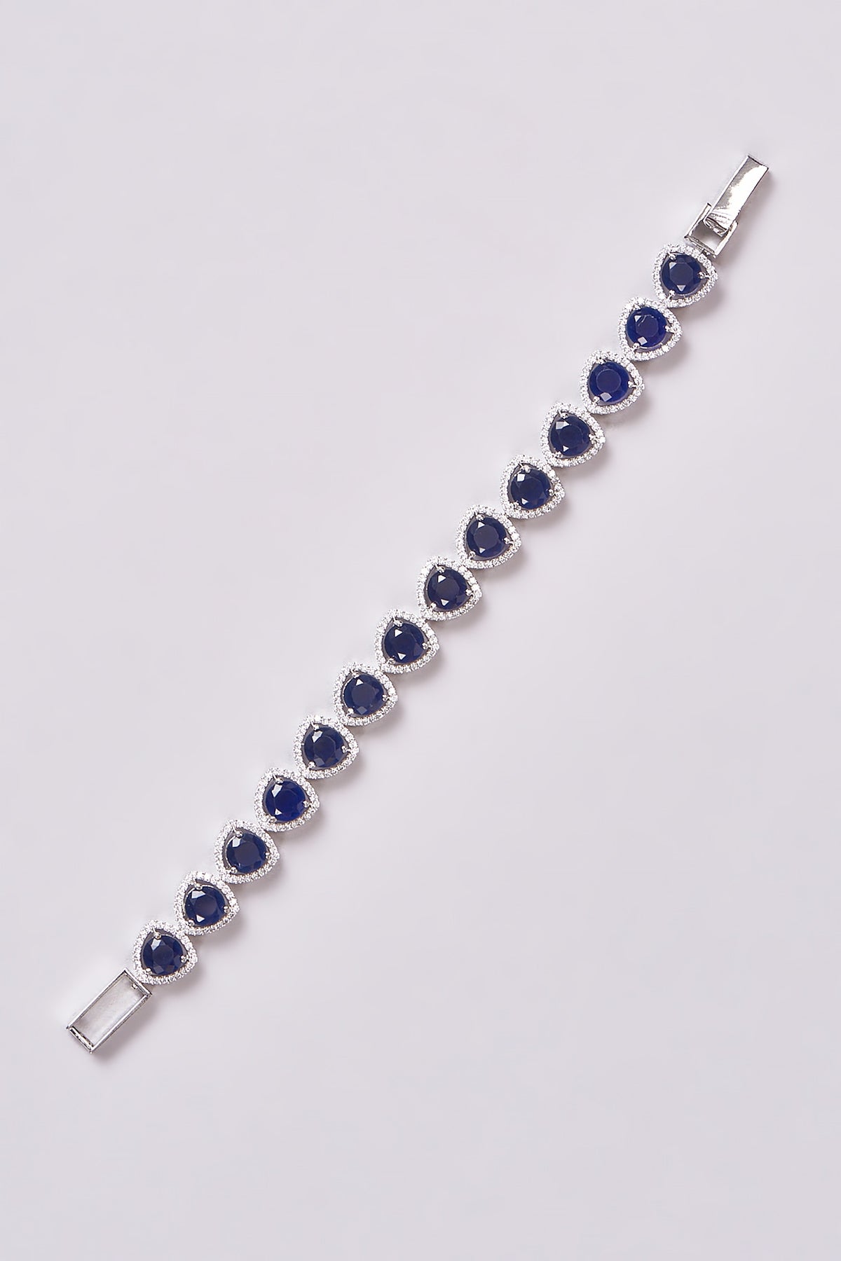 White Finish Zircon & Blue Stone Bracelet