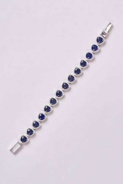 White Finish Zircon & Blue Stone Bracelet