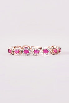 Rose Gold Finish Zircon & Pink Stone Bracelet