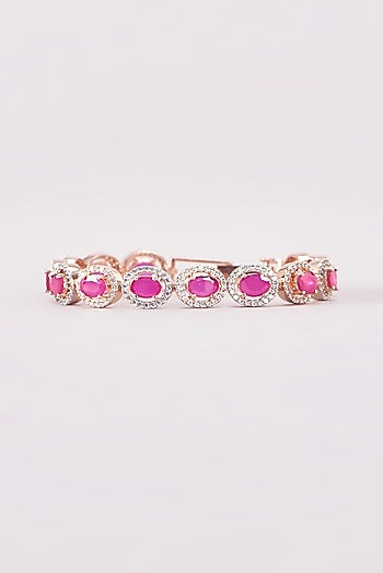 Rose Gold Finish Zircon & Pink Stone Bracelet