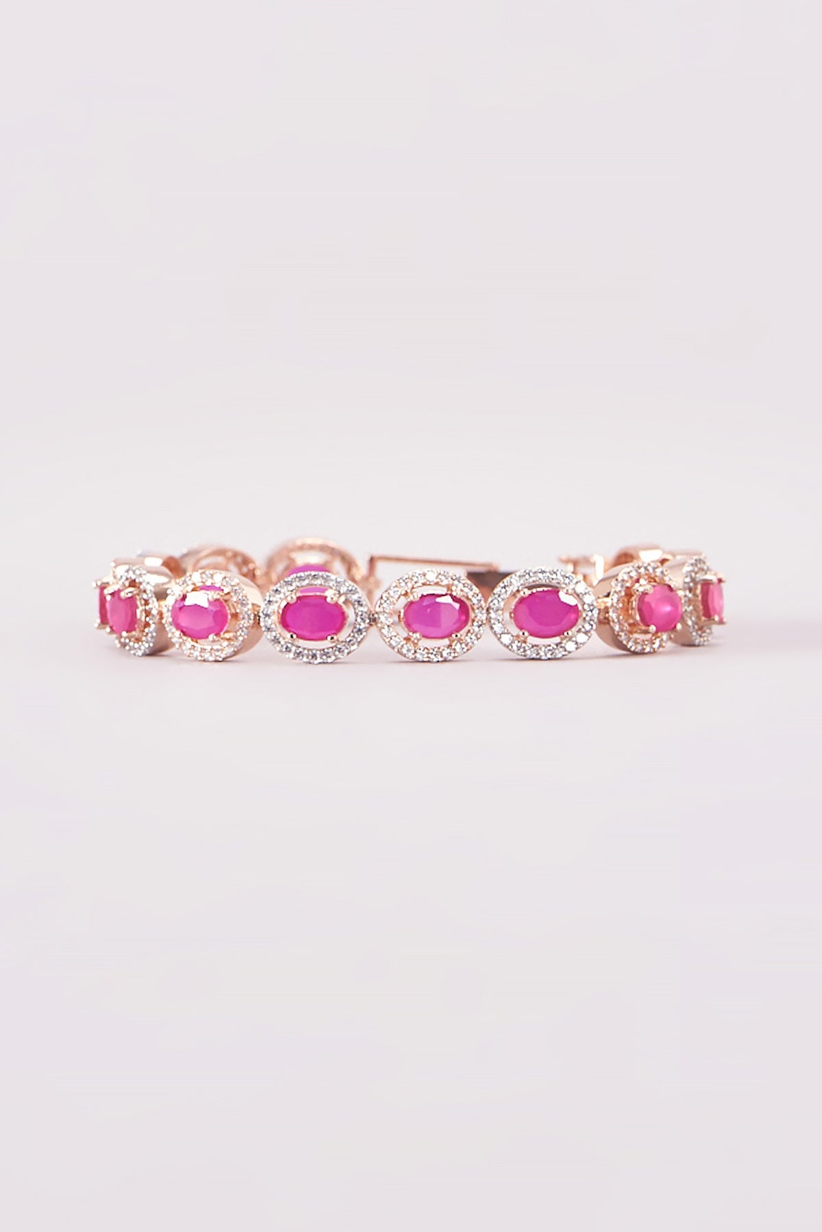 Rose Gold Finish Zircon & Pink Stone Bracelet