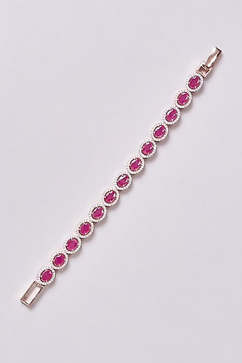 Rose Gold Finish Zircon & Pink Stone Bracelet