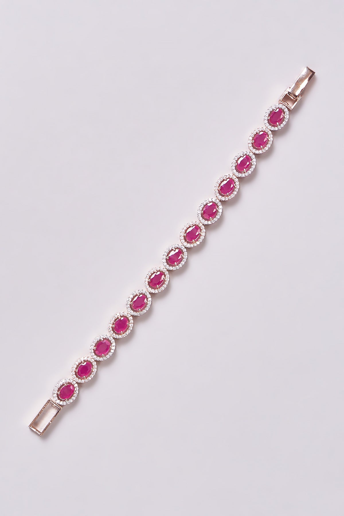 Rose Gold Finish Zircon & Pink Stone Bracelet