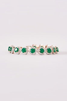 Rose Gold Finish Zircon & Green Stone Bracelet