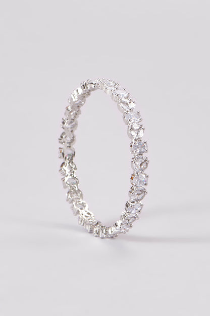 White Finish Zircon Bangles (Set Of 2)