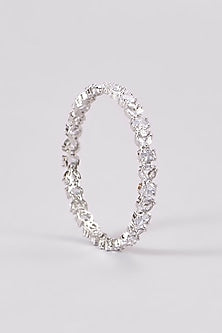 White Finish Zircon Bangles (Set Of 2)