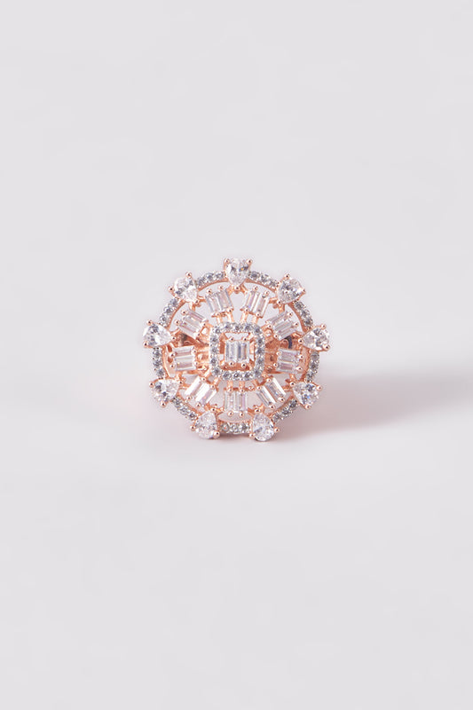 Rose Gold Finish Zircon Ring