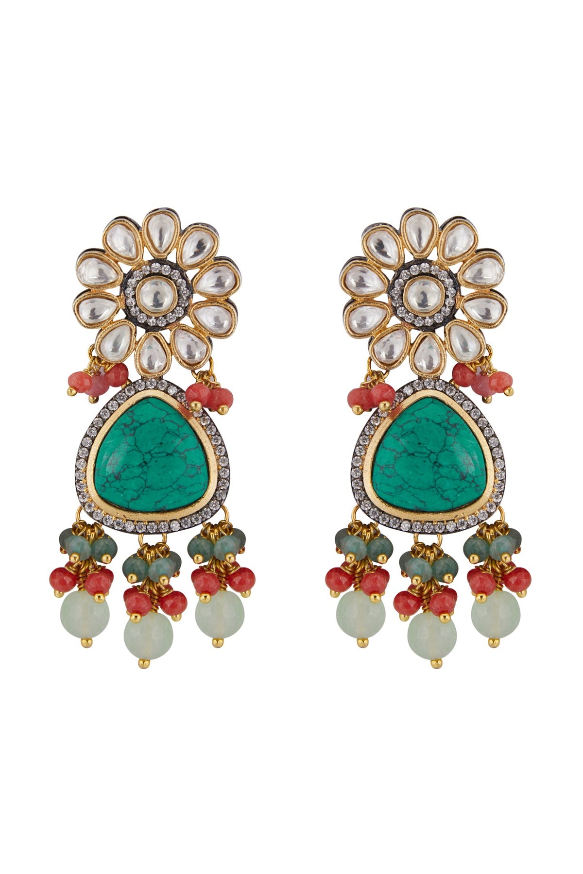 Gold Finish Turquoise Stone Necklace Set