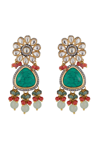 Gold Finish Turquoise Stone Necklace Set