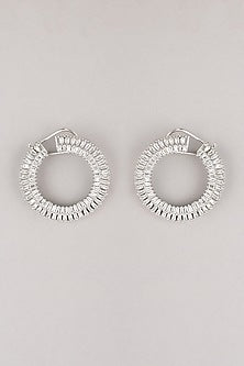 White Finish Zircon Hoop Earrings