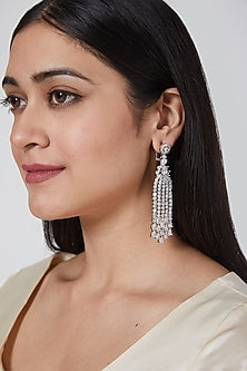 White Finish Zircon Earrings