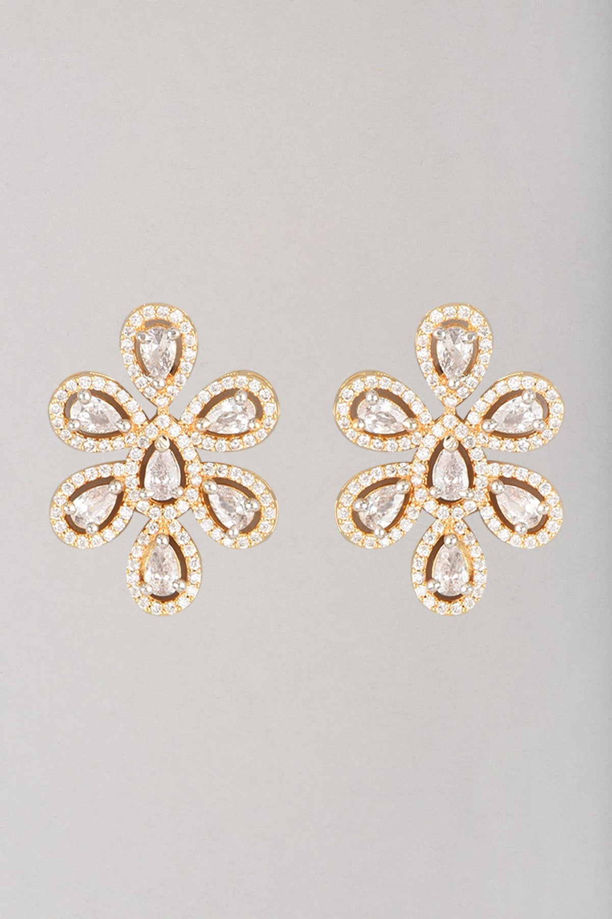 Gold Finish Zircon Earrings