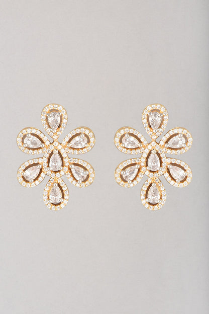 Gold Finish Zircon Earrings
