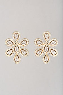Gold Finish Zircon Earrings