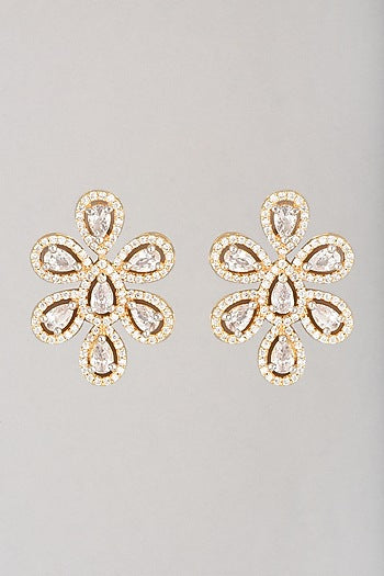 Gold Finish Zircon Earrings