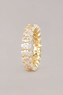 Gold Finish Zircon Stackable Ring